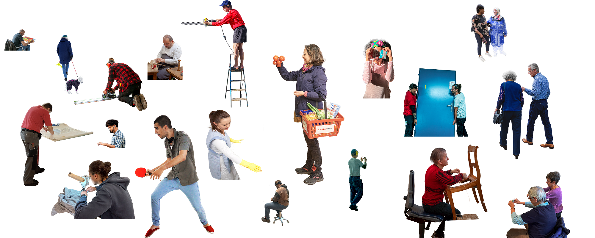 Menschen führen verschiedene Alltagstätigkeiten aus.